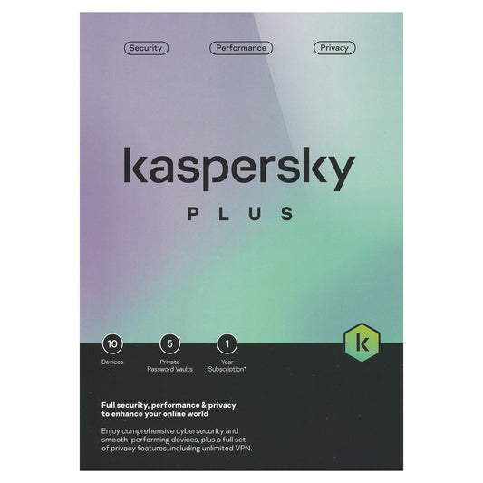 Kaspersky Plus, 10 Devices, 1 Year