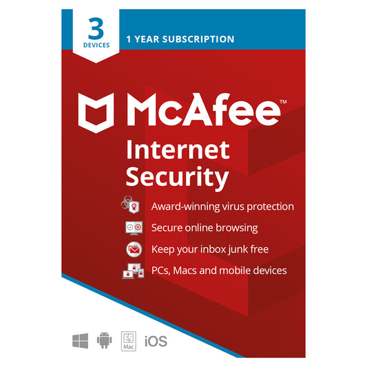 McAfee Internet Security, 3 Devices, 1 Year