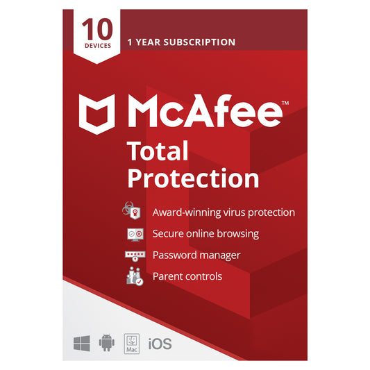 McAfee Total Protection, 10 Devices, 1 Year